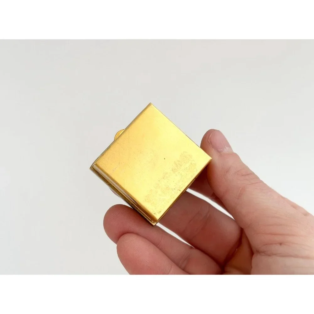 Rhinestone 80's Vintage Gold Toned Compact Mirror Trinket | Jewelry | Ring Box